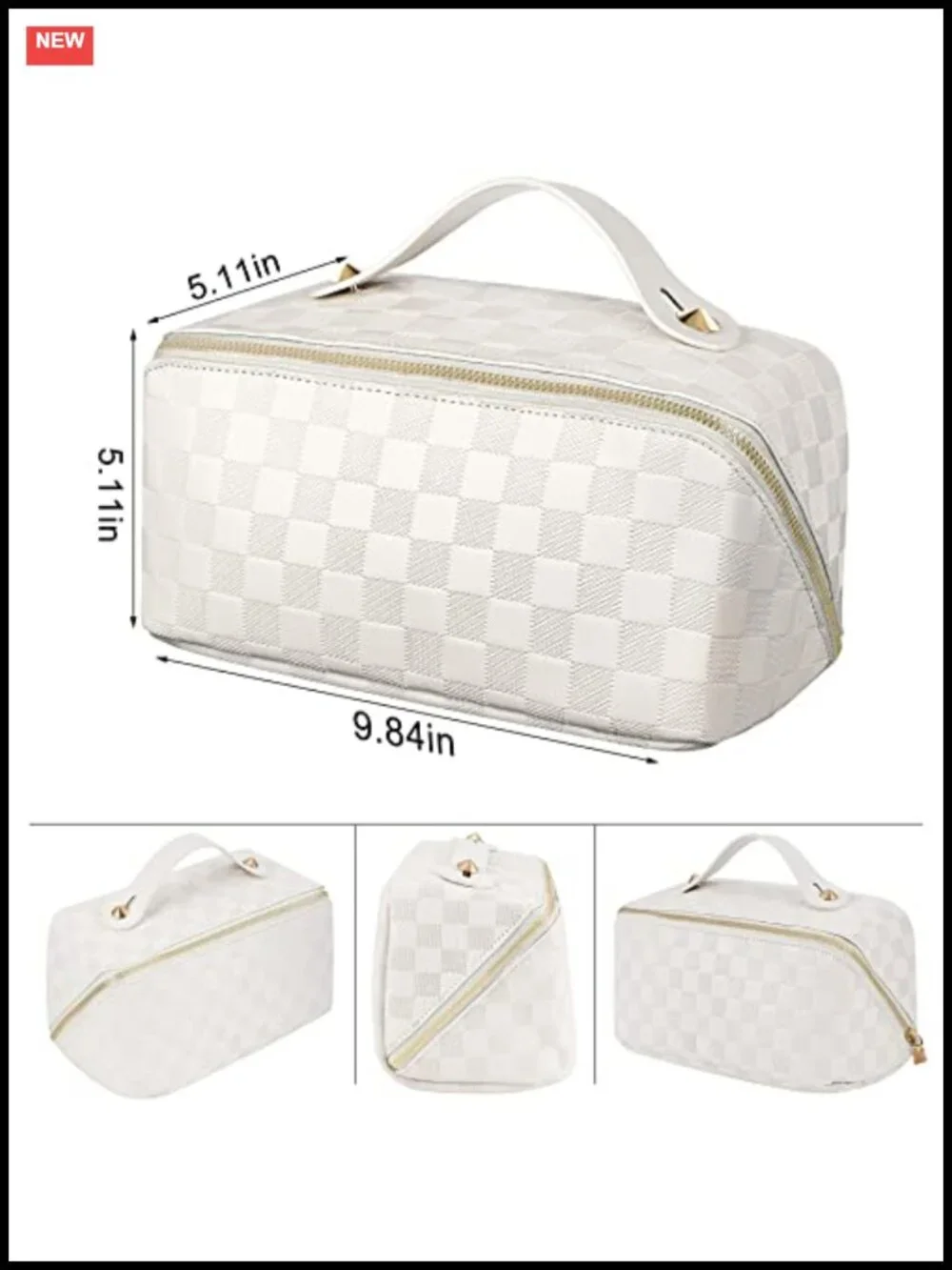 Large Capacity Travel Cosmetic Bag Waterproof PU Leather Makeup Organizer with